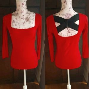 bebe long sleeve open back top M